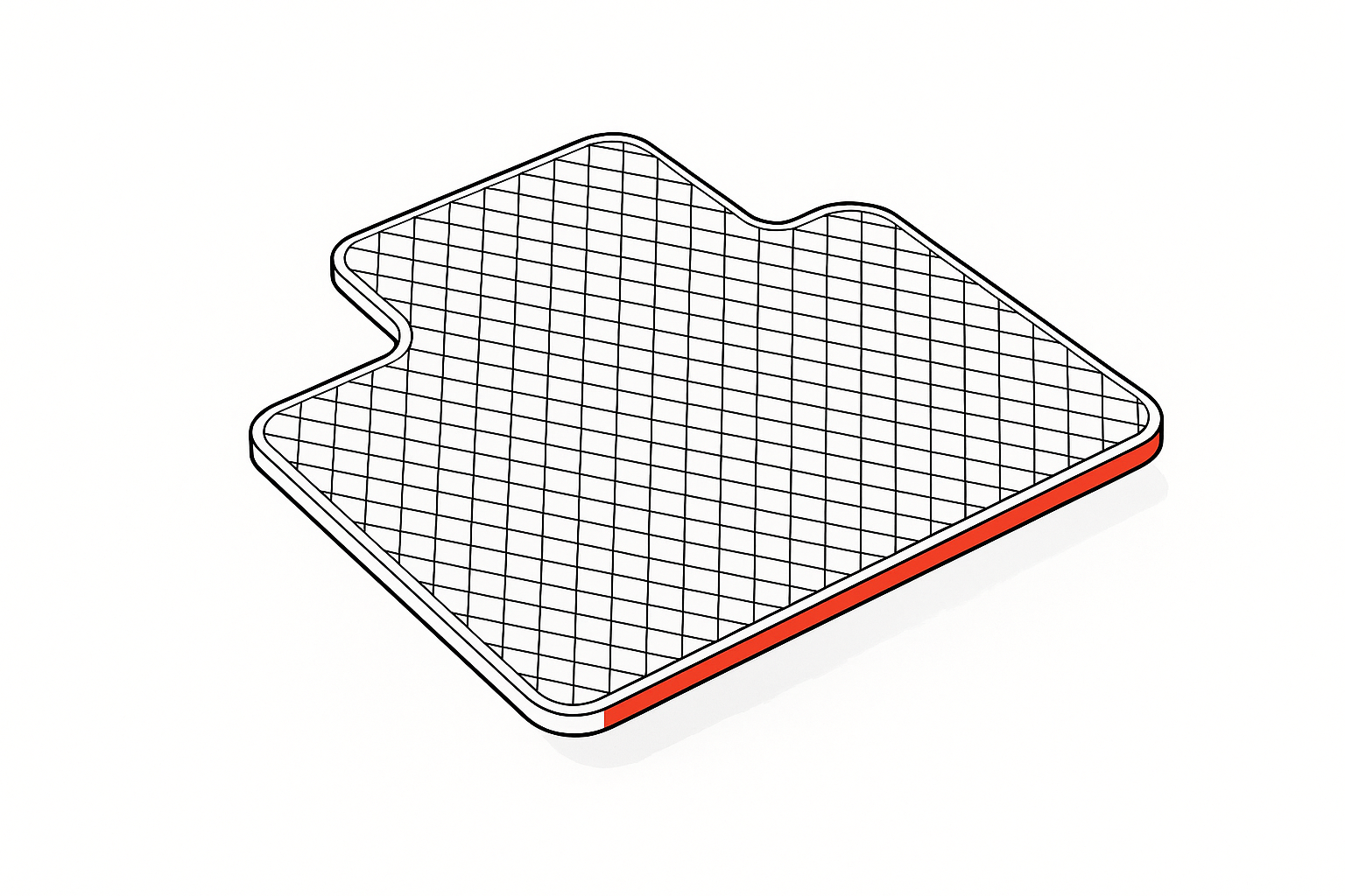 CAD outline of a floor mat showing the rhomb texture and crisp edges